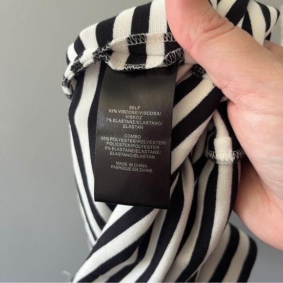 Tibi Elsa Striped Pencil Skirt Black White Slim Stretch Size 4 - Picture 6 of 9